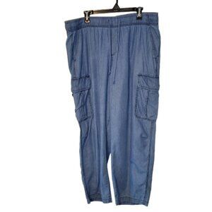 NWT Lucky Brand Wide Leg Cargo Pants Jeans with Tie Waist Size XL